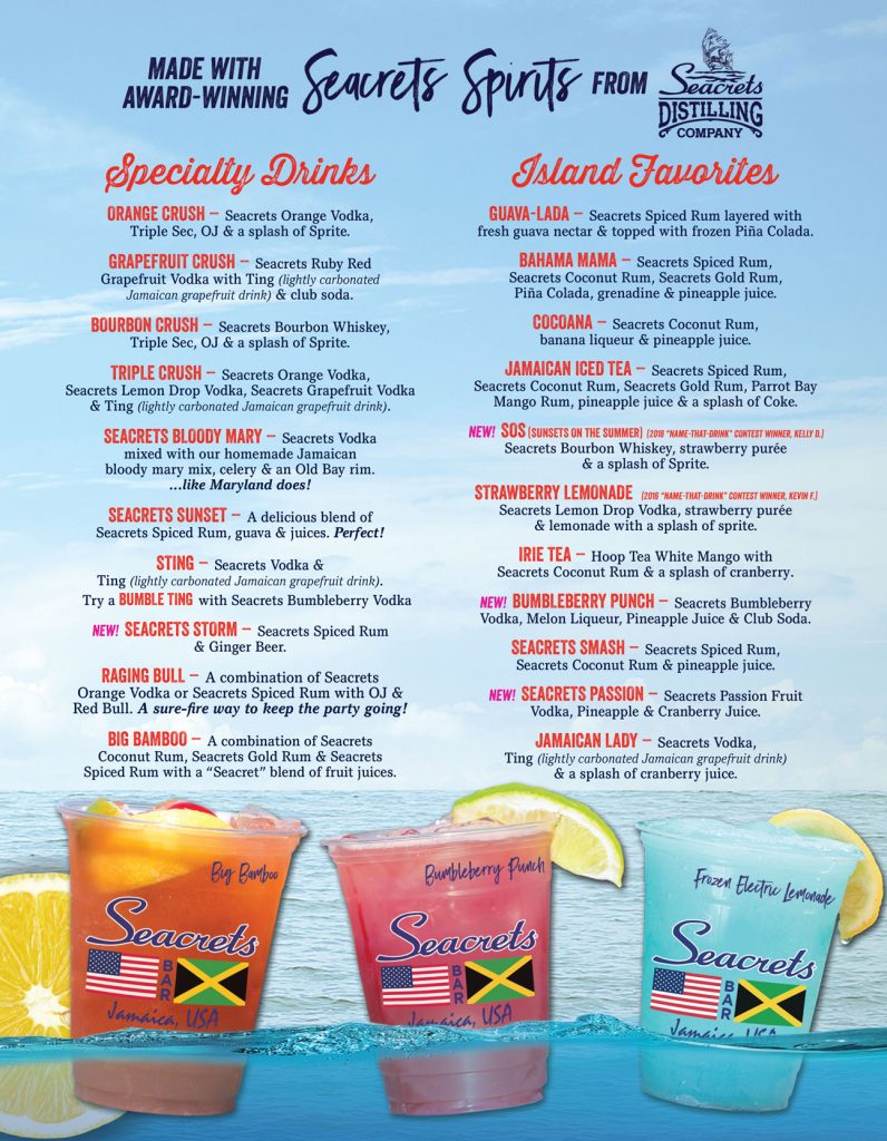 Dine-In Menu | Seacrets Ocean City MD | Waterfront Dining & Bar