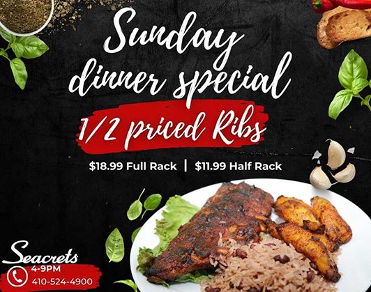 Sunday Dinner Special: 1/2 Price Ribs
